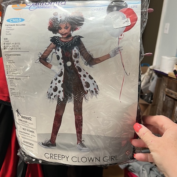 Halloween clown Costume- Girls Sz lg 12-14 - Picture 2 of 3